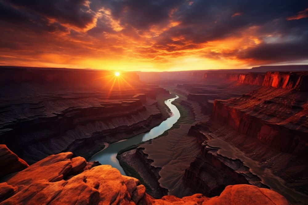 Canyon landscape outdoors nature sunset. AI generated Image by rawpixel.