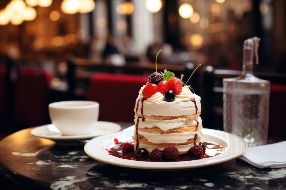 Dessert cream plate table. AI generated Image by rawpixel.