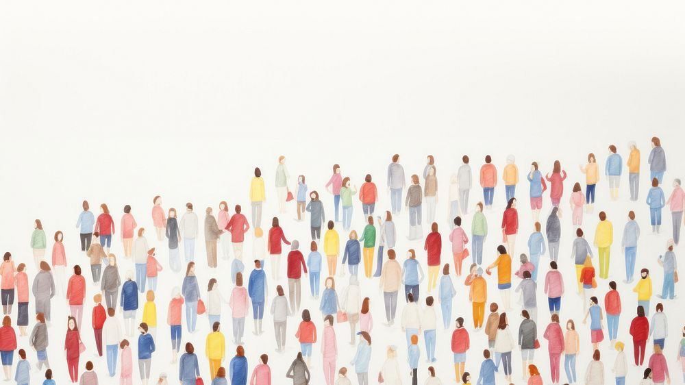 Colored pencil texture illustration of crowd.  