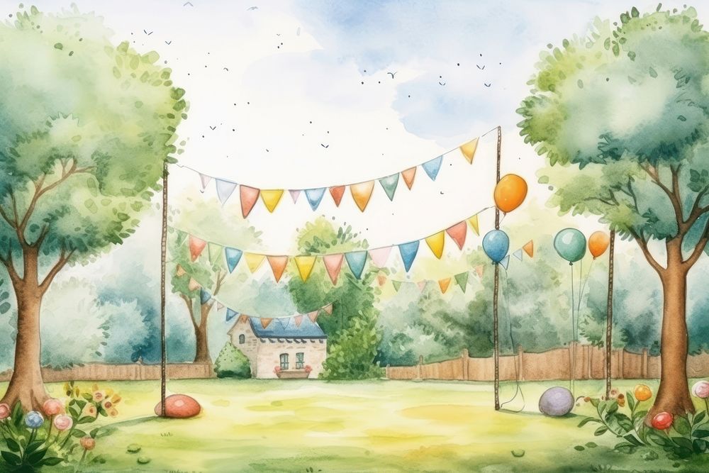 Cute party garden painting outdoors balloon. 