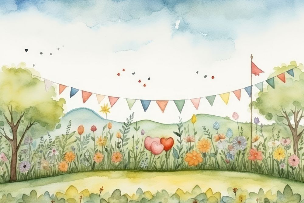 Cute party garden painting flag celebration. AI generated Image by rawpixel.