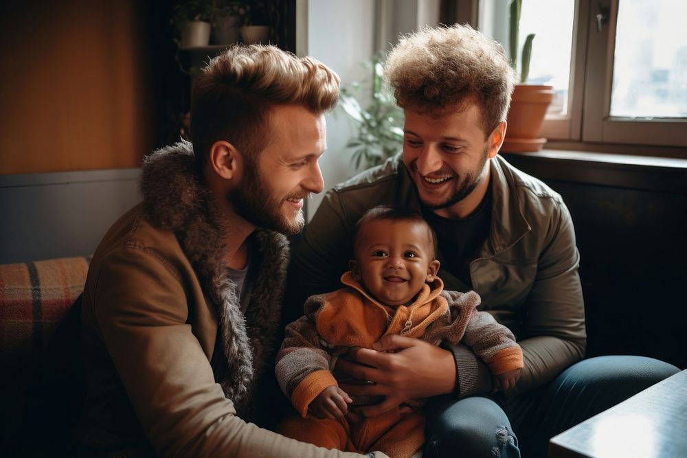 Gay dads, queer family, design resource. AI generated Image by rawpixel