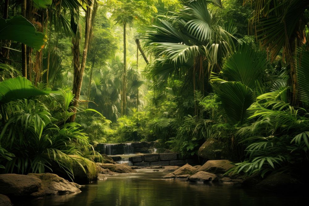Jungle nature vegetation landscape. AI generated Image by rawpixel.