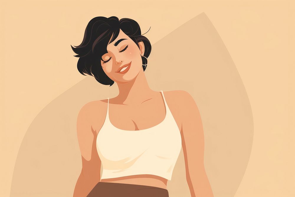 Happy Chubby woman smiling cartoon adult. AI generated Image by rawpixel.