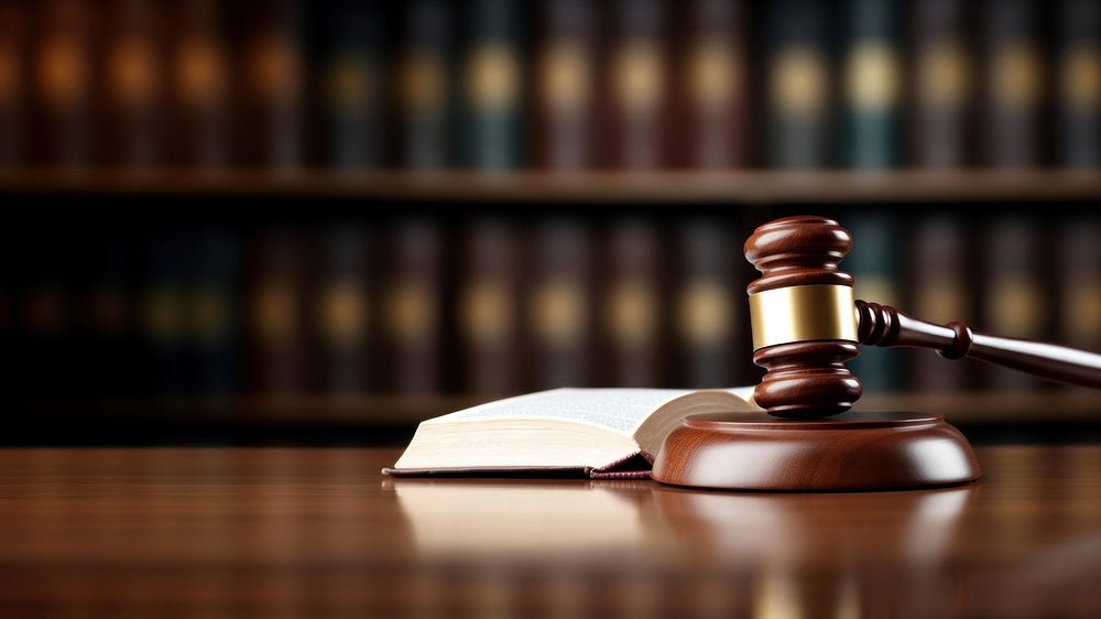 photo of a wooden judge gavel on a law book.  