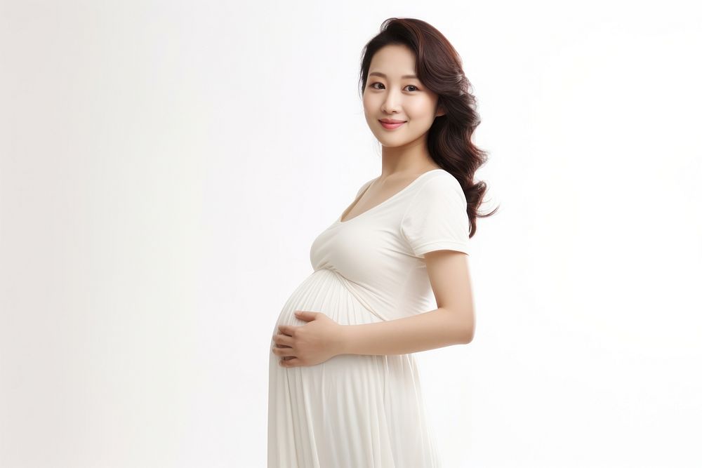 Young pregnant asian woman portrait fashion dress. AI generated Image by rawpixel.