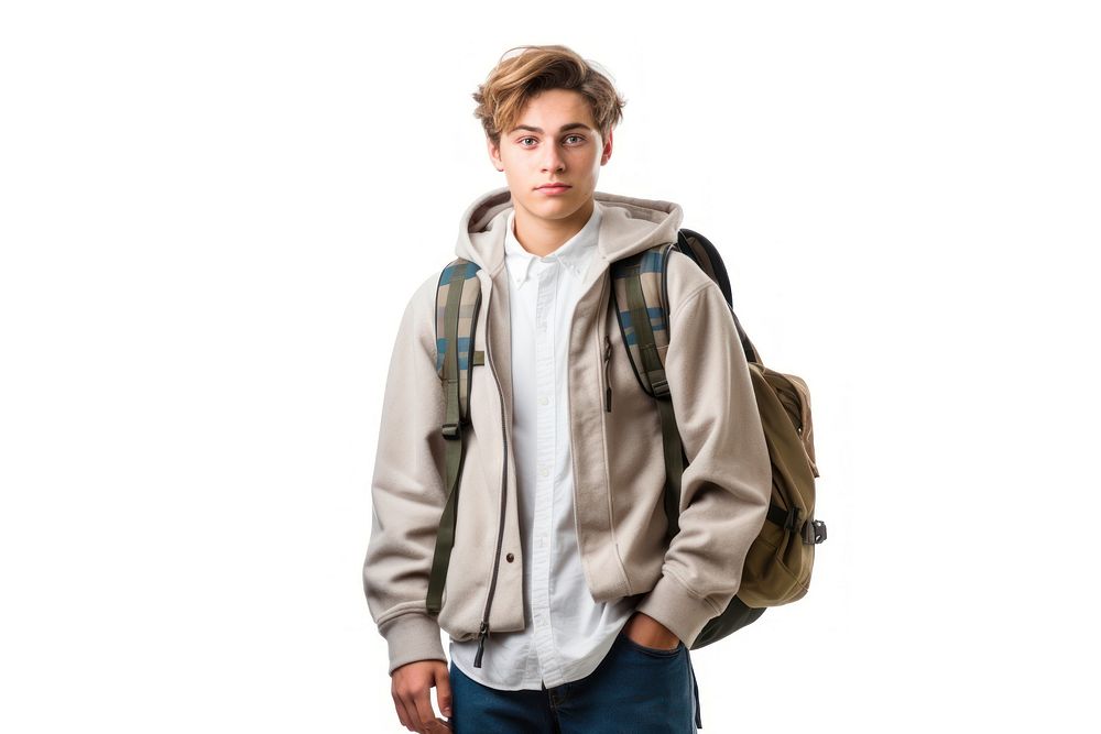 Student sweatshirt backpack jacket. AI generated Image by rawpixel.