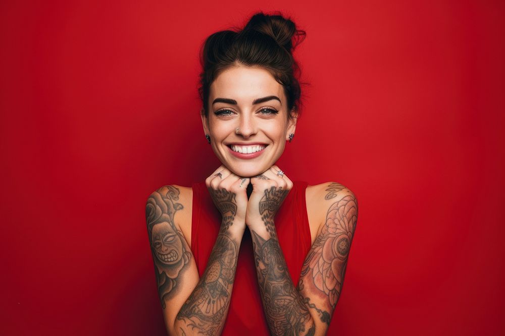 Tattoos fashion smiling smile. AI generated Image by rawpixel.