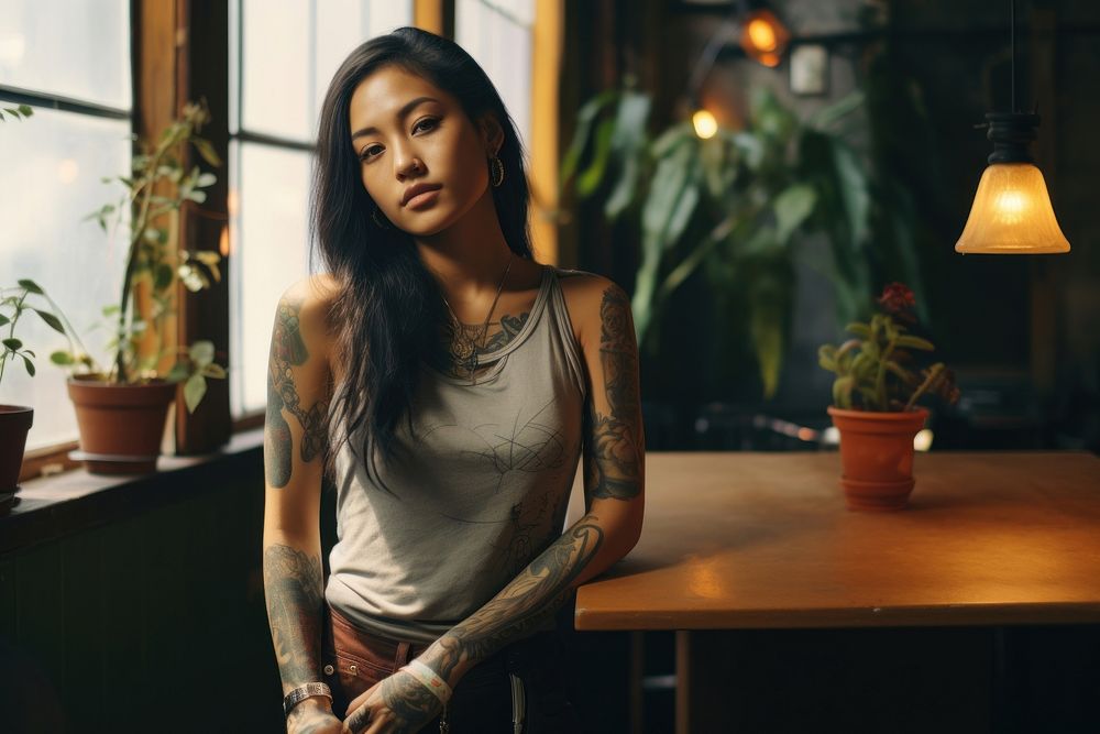 Tattoos portrait photo individuality. AI generated Image by rawpixel.