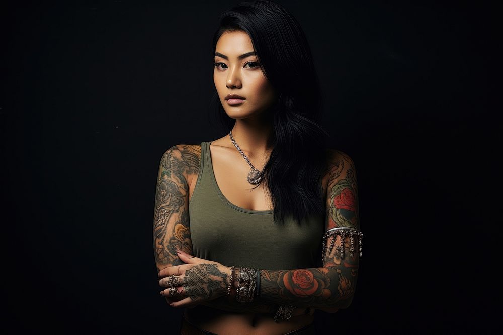 Tattoos portrait jewelry fashion. AI generated Image by rawpixel.