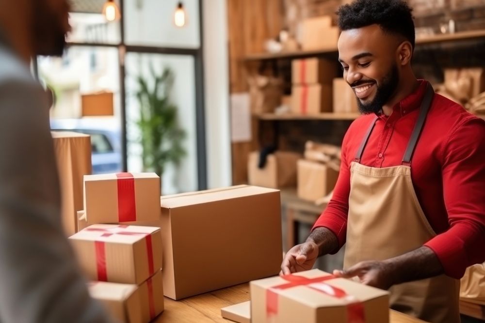 Delivering adult box entrepreneur. AI generated Image by rawpixel.