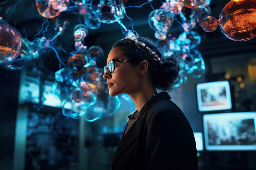 Scientist portrait glasses female. AI generated Image by rawpixel.