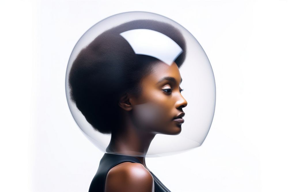 Woman wearing bubble helmet. AI generated Image by rawpixel.