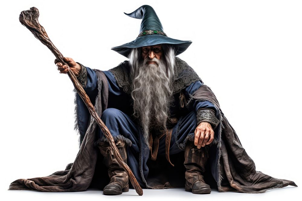 Wizard adult white background portrait. AI generated Image by rawpixel.