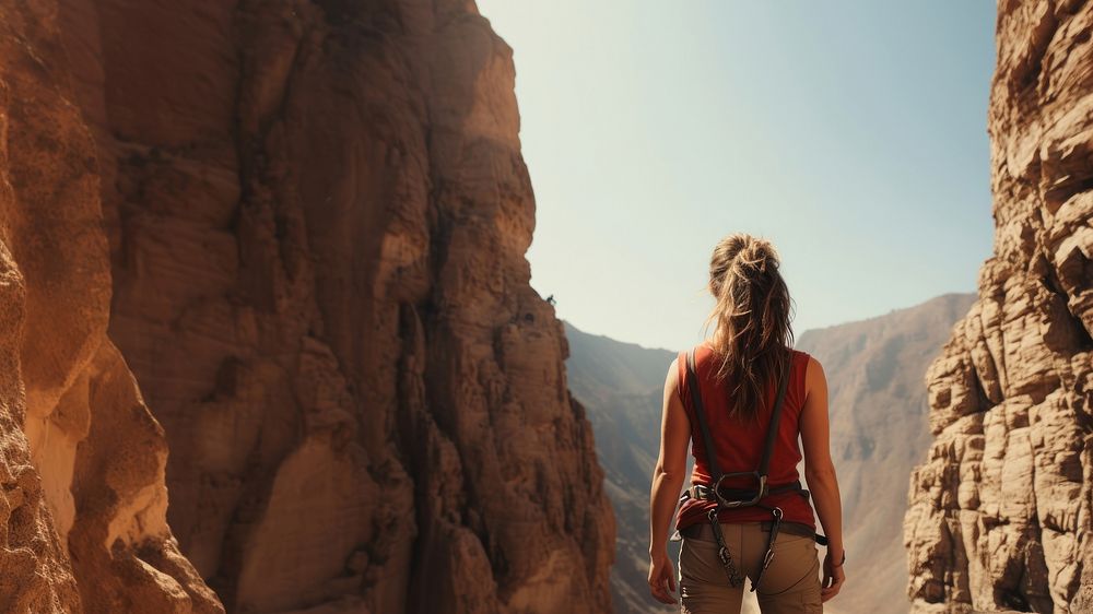 Photography of climber woman at artificial cliff. AI generated Image by rawpixel. 