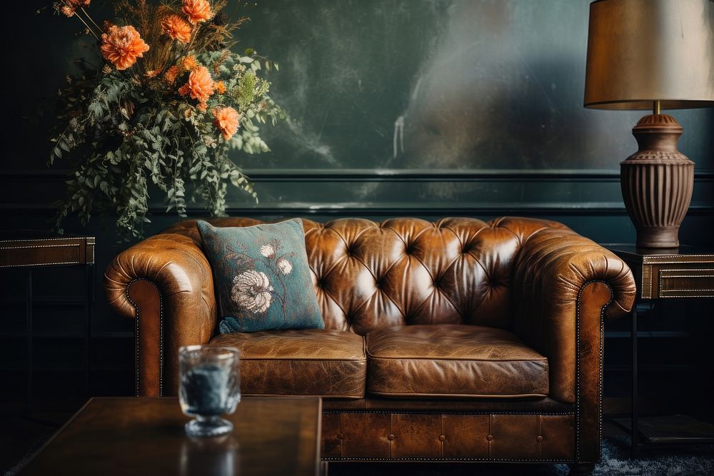 Vintage living room furniture armchair cushion. 