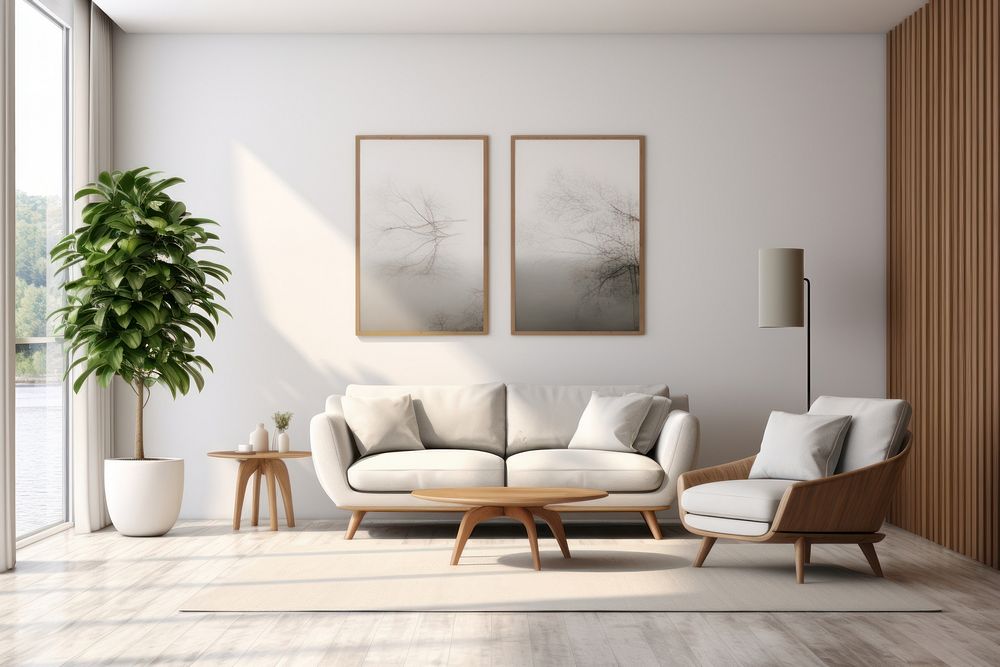 Modern living room architecture furniture building. AI generated Image by rawpixel.