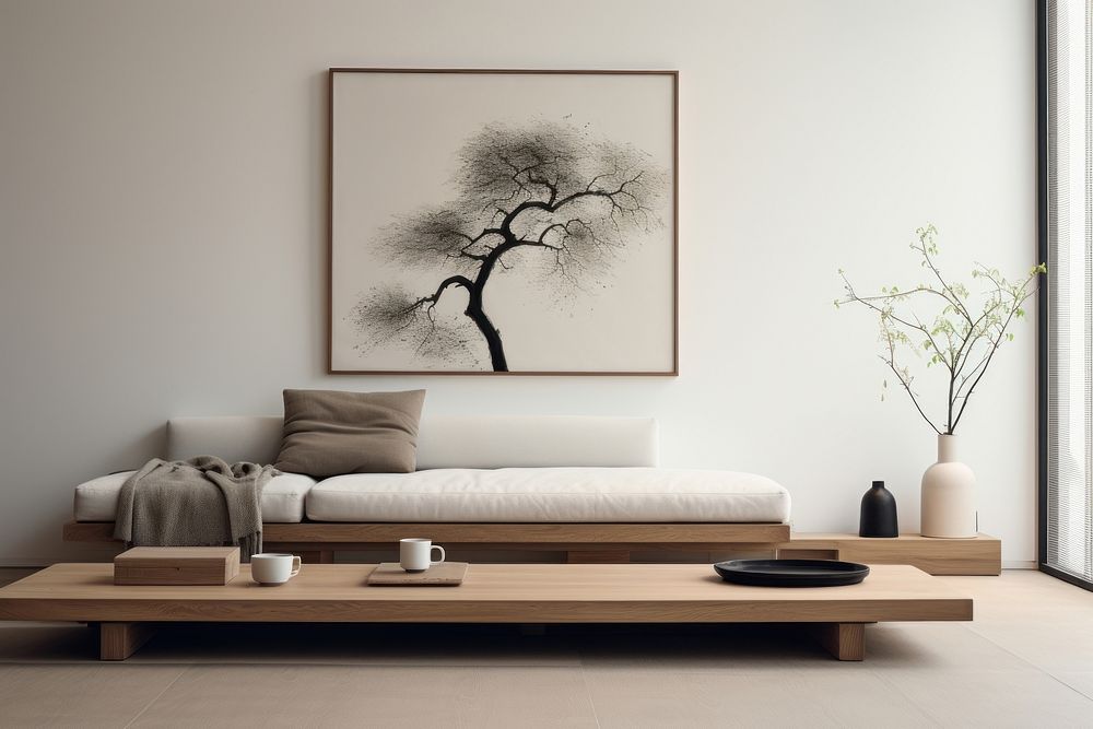Minimal living room architecture furniture cushion. AI generated Image by rawpixel.