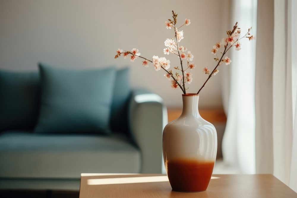 Living room vase furniture flower. AI generated Image by rawpixel.