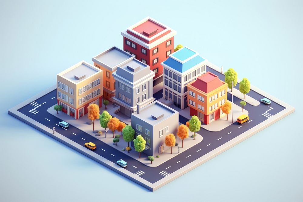 City street isometric architecture building cartoon. AI generated Image by rawpixel.