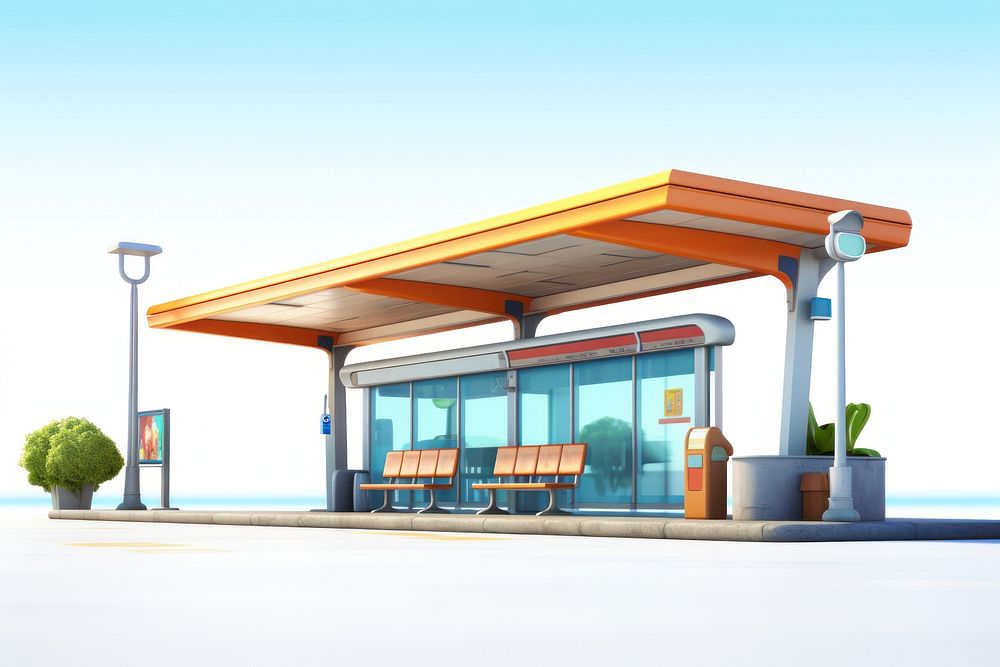 Bus station architecture outdoors petroleum. AI generated Image by rawpixel.
