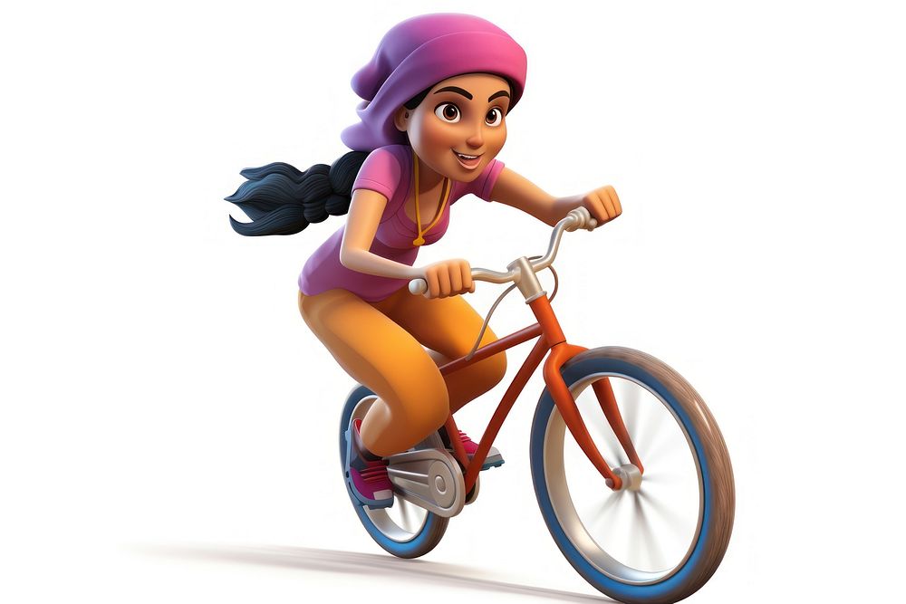 Indian woman cycling bicycle vehicle cartoon. AI generated Image by rawpixel.