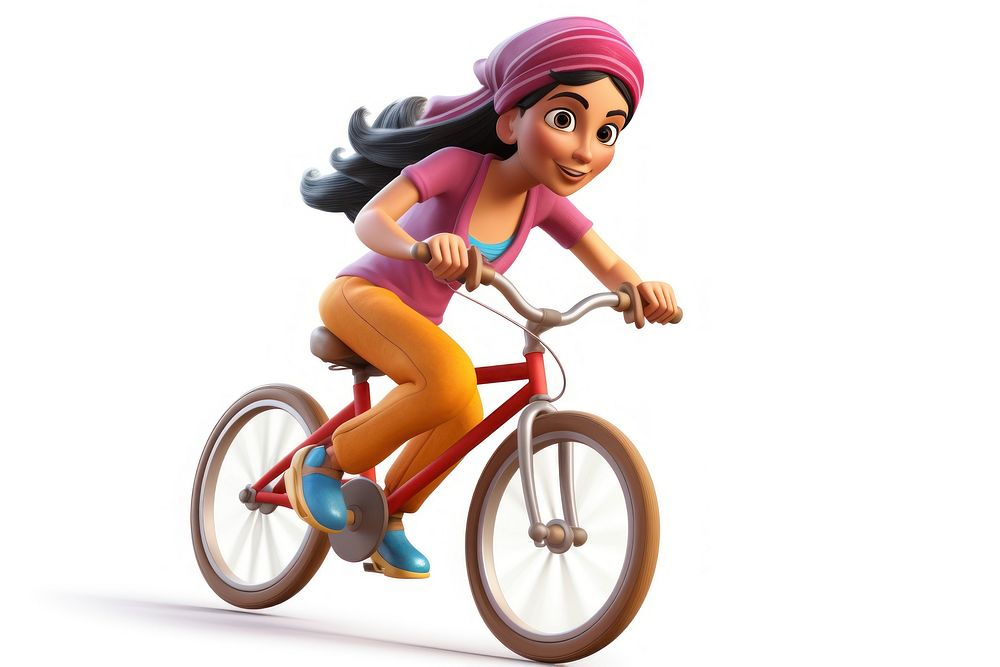 Indian woman cycling vehicle bicycle cartoon. AI generated Image by rawpixel.