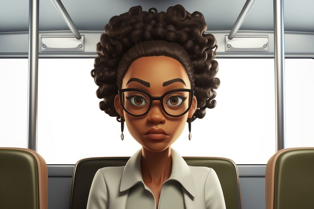 Sixty african american female portrait glasses cartoon. AI generated Image by rawpixel.