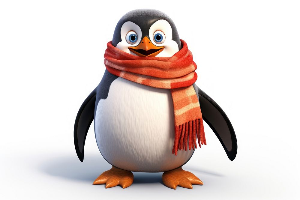 Penguin wearing scarf cartoon animal winter. AI generated Image by rawpixel.