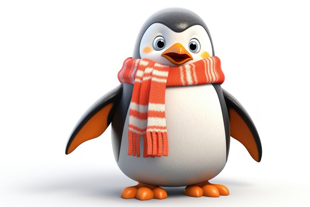 Penguin wearing scarf snowman cartoon winter. AI generated Image by rawpixel.