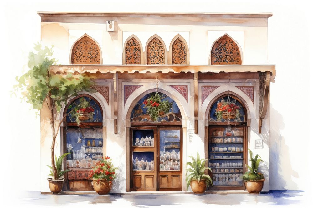 Arabian spice shop facade architecture houseplant creativity