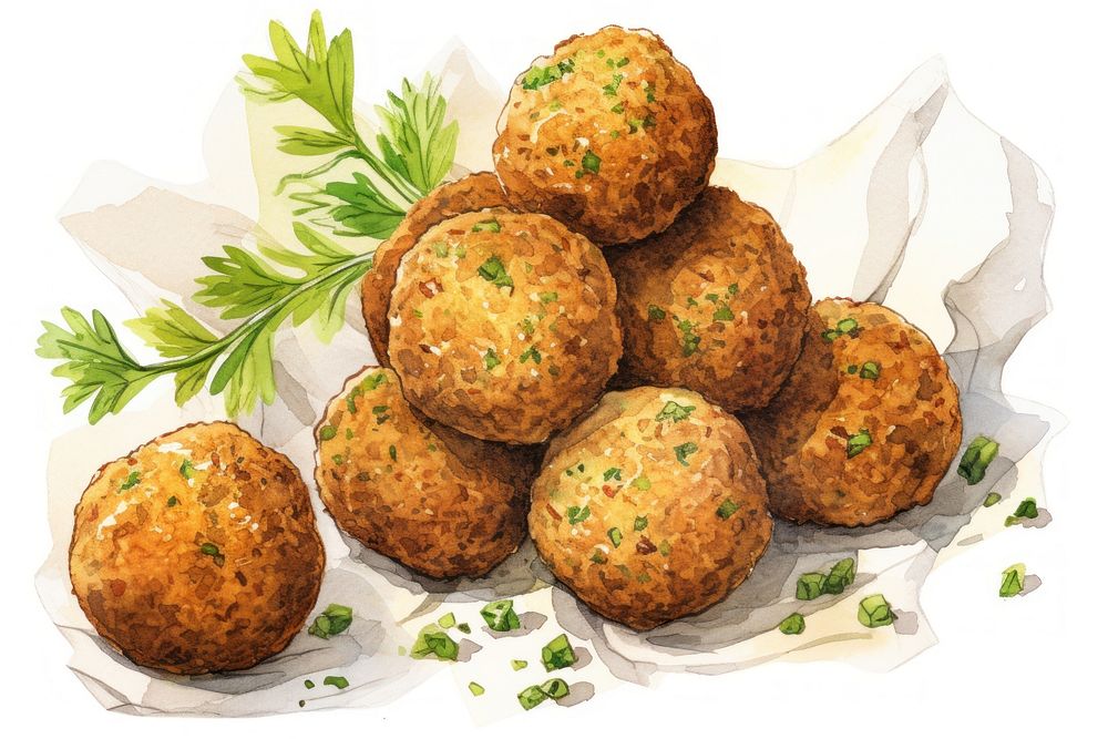 Arabic falafel meatball food white background. AI generated Image by rawpixel.