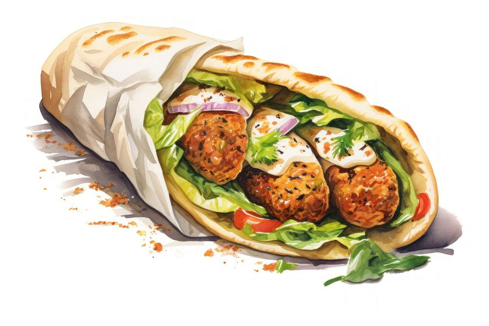 Arabic falafel bread food meat. AI generated Image by rawpixel.
