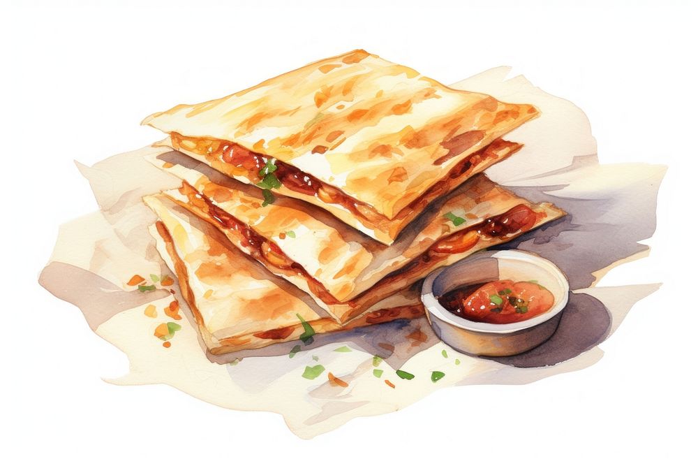 Arabic snack food white background quasedilla. AI generated Image by rawpixel.