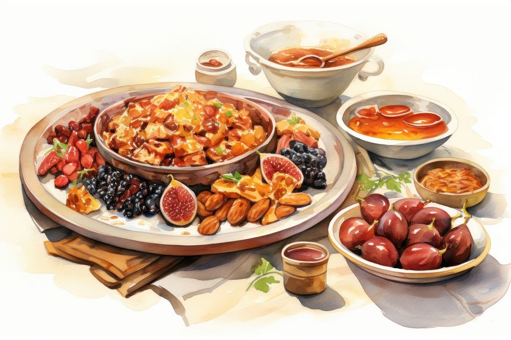 Arabic ramadan feast plate dish food. AI generated Image by rawpixel.