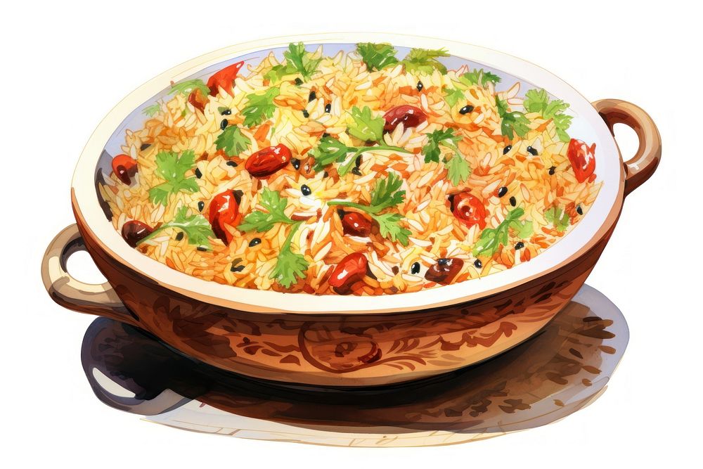 Arabic rice dish plate food meal. AI generated Image by rawpixel.