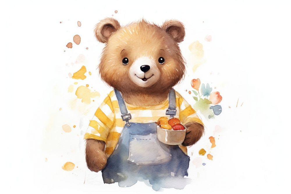 Bear selling honey cartoon cute toy. AI generated Image by rawpixel.
