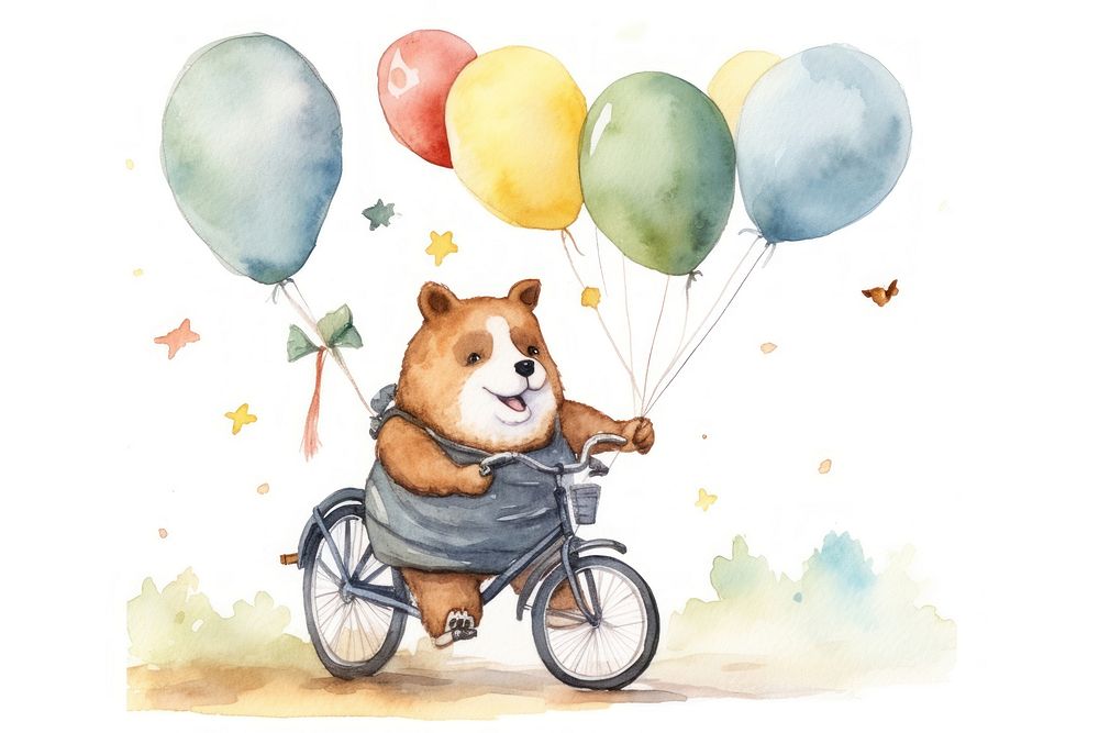 Corgi riding a bike vehicle balloon bicycle. AI generated Image by rawpixel.