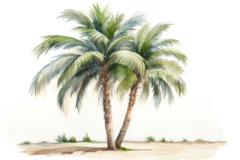 Dubai palm beach plant tree white background. AI generated Image by rawpixel.