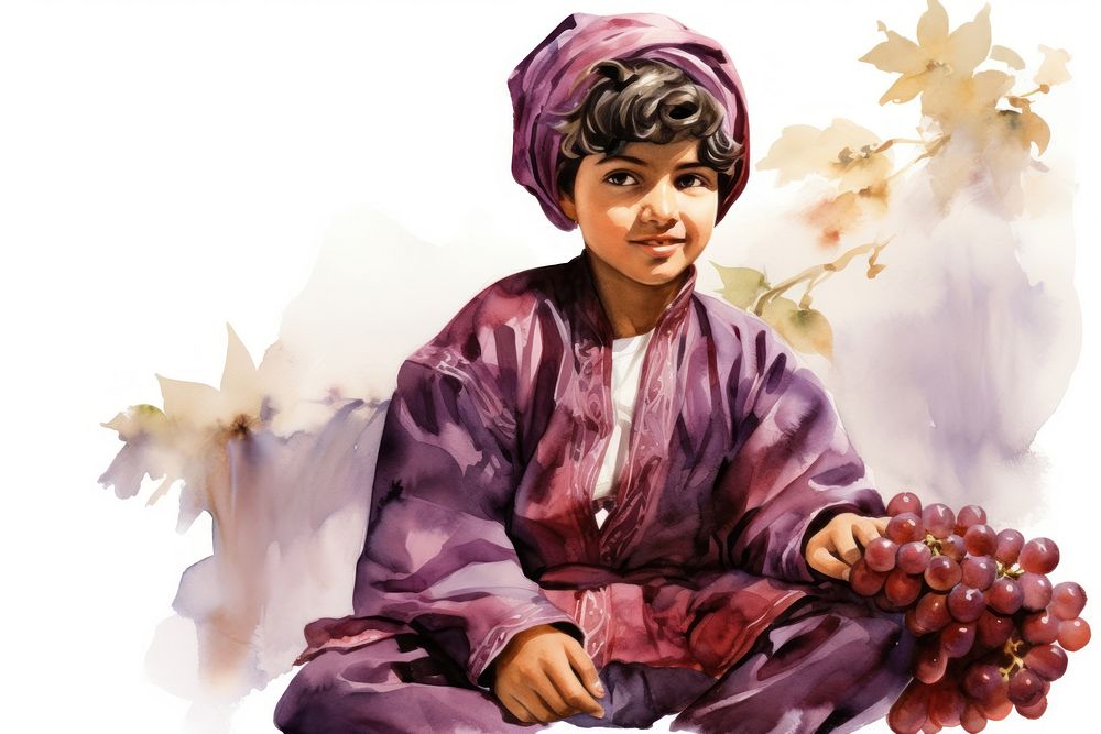Arabic traditional costume portrait painting adult. AI generated Image by rawpixel.