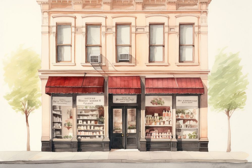 Spice shop facade city town neighbourhood. AI generated Image by rawpixel.