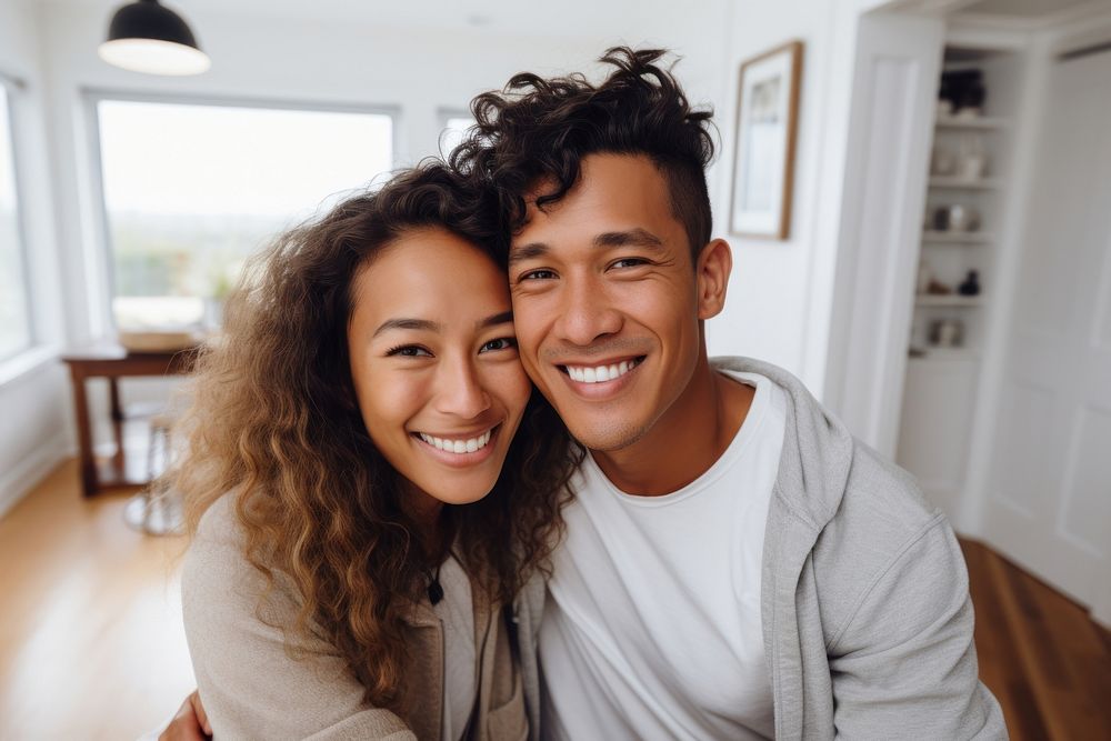 Ethnic couple celebrating birthday laughing smile adult. 