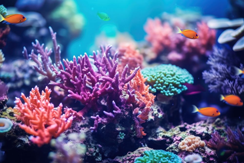 Coral underwater aquarium outdoors. AI generated Image by rawpixel.