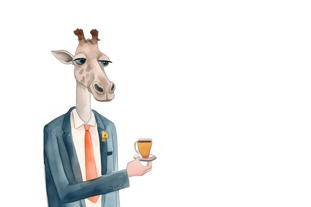 Giraffe salesperson greeting customer cartoon animal mammal. AI generated Image by rawpixel.