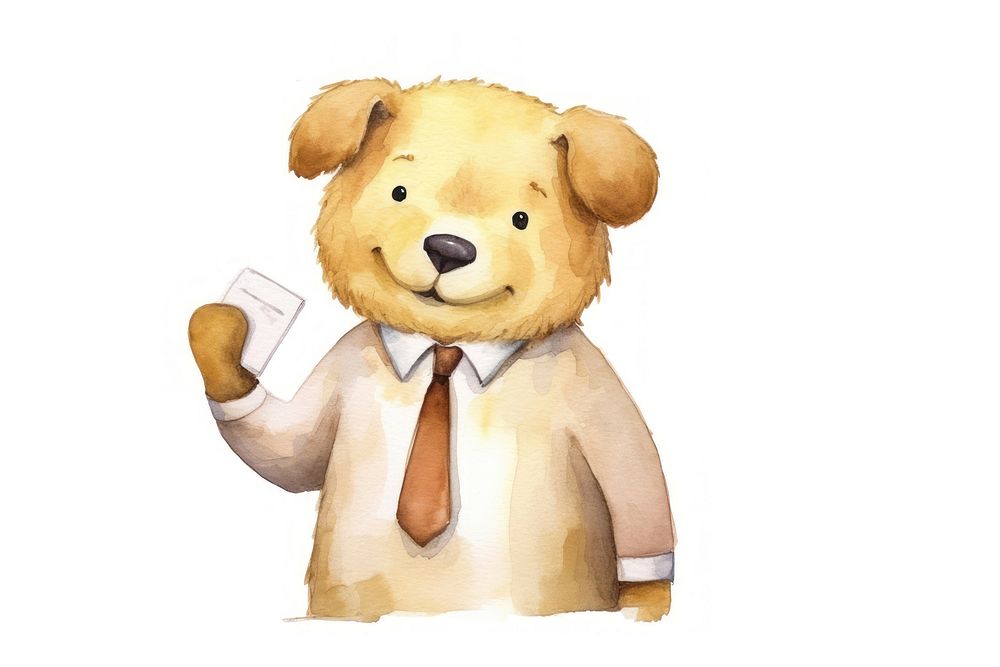Dog salesperson greeting cartoon plush toy. AI generated Image by rawpixel.
