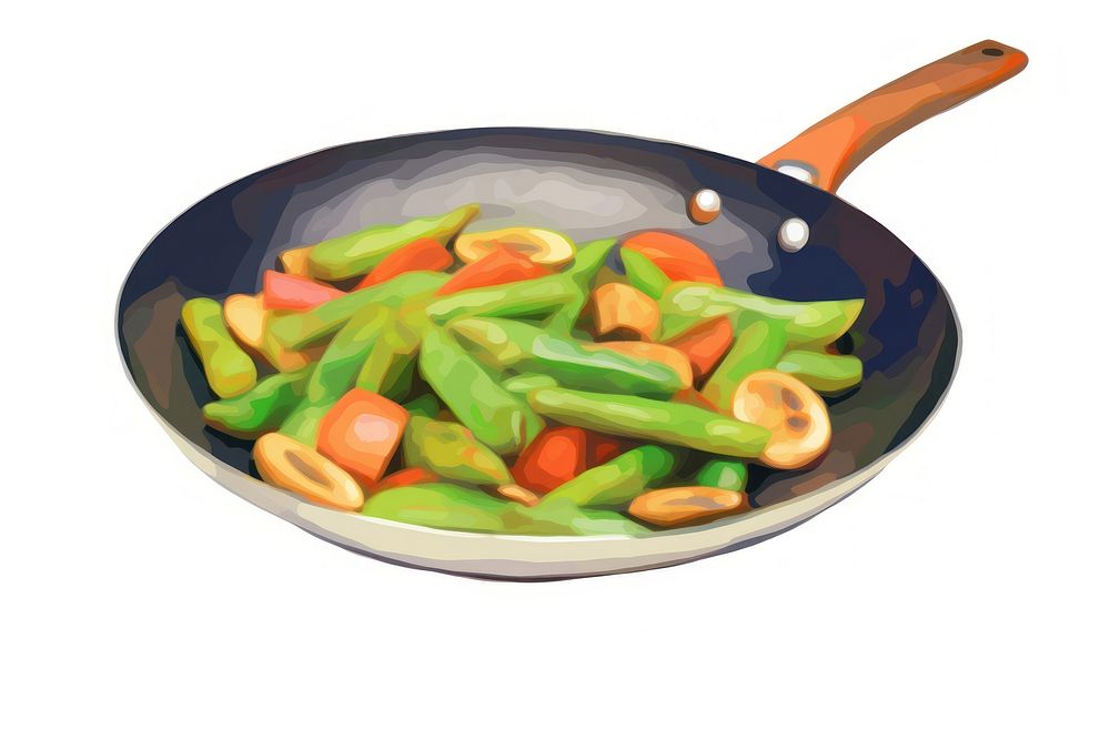 Fried pan vegetables wok white background freshness. AI generated Image by rawpixel.