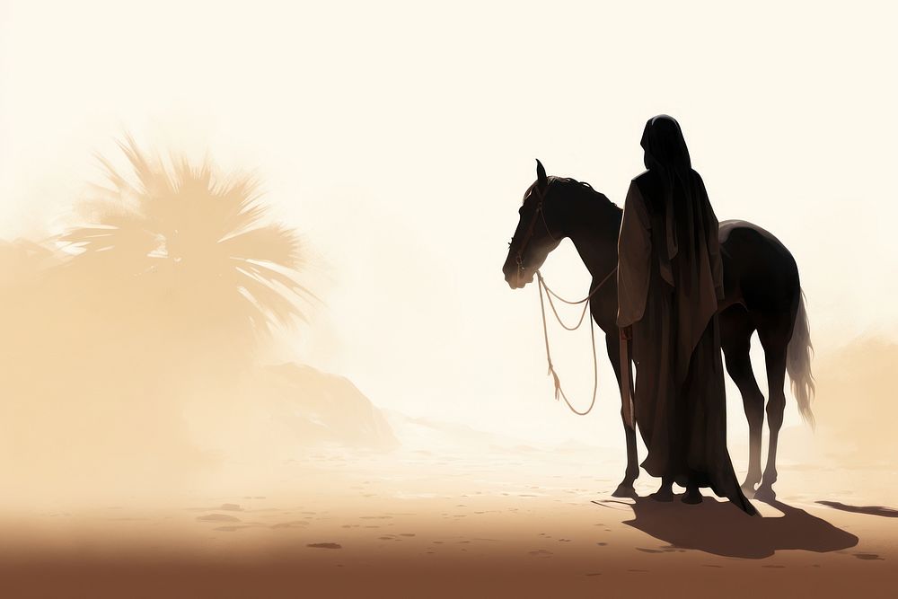 Arab silhouette outdoors animal. AI generated Image by rawpixel.