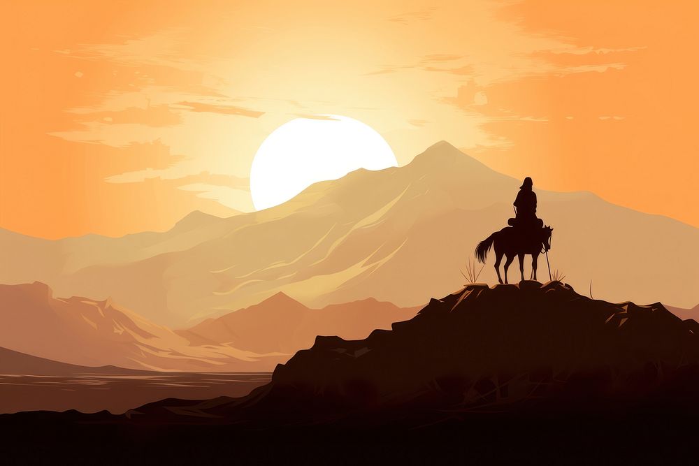 Arabian dessert mountain silhouette outdoors nature. AI generated Image by rawpixel.