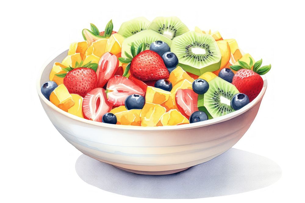 Fruit salad bowl strawberry blueberry. AI generated Image by rawpixel.