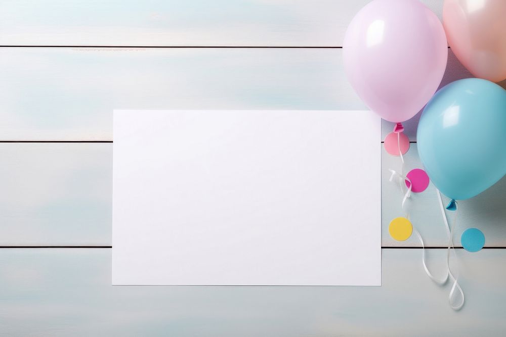 Woman hand holding blank birthday card balloon paper anniversary. AI generated Image by rawpixel.